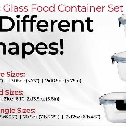 Magic Mill Premium Borosilicate Glass Storage  Containers with Lids Set Ultimate 24pc Set  with BPA-Free Airtight Locking Lids for Lunch  Food Storage Meal Prep Safe in Fridge, Freezer,  And Dishwasher Safe for Easy Clean 12  Containers, 12 Lids